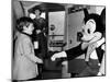 John F Kennedy Jr Shake Hands with Mickey Mouse During Visit to New York World's Fair, Apr 24, 1965-null-Mounted Photo