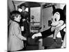 John F Kennedy Jr Shake Hands with Mickey Mouse During Visit to New York World's Fair, Apr 24, 1965-null-Mounted Photo
