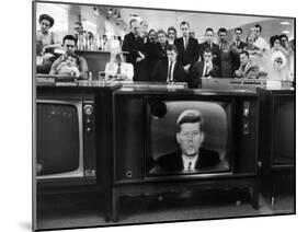 John F. Kennedy's TV Announcement of Cuban Blockade During the Missile Crisis in a Department Store-Ralph Crane-Mounted Photographic Print