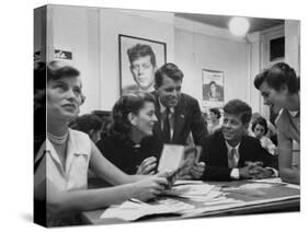 John F. Kennedy with Brother and Sisters Working on His Senate Campaign-Yale Joel-Stretched Canvas