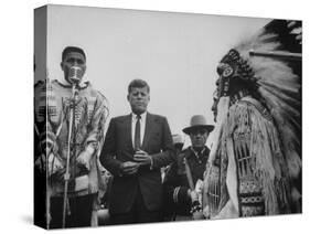 John F. Kennedy with Indians-null-Stretched Canvas