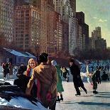 "Skaters in Central Park," Saturday Evening Post Cover, February 7, 1948-John Falter-Giclee Print