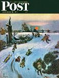 "Sledding by Sunset," Saturday Evening Post Cover, December 18, 1948-John Falter-Giclee Print