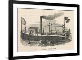 John Fitch's Second Steamboat on the Delaware River-null-Framed Premium Giclee Print