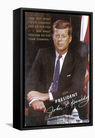 John Fitzgerald Kennedy President of the USA 1961-1963-null-Framed Stretched Canvas