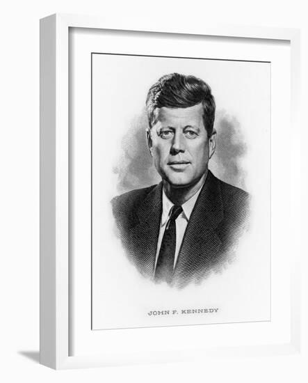 John Fitzgerald Kennedy President of the USA 1961-1963-null-Framed Art Print