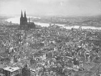 Aerial View of Cologne Showing Devastation of Allied Air Raids, Cathedral and Rhine River-John Florea-Photographic Print