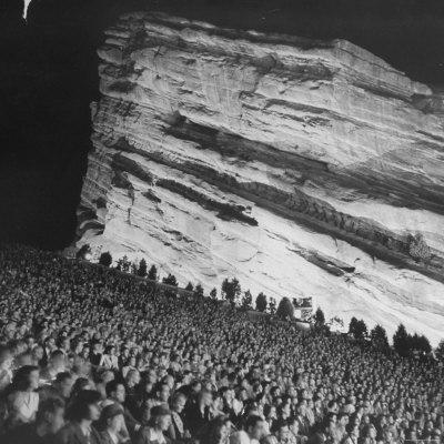 Creation Rock Dwarfs Audience during Concert Directed by Igor Stravinsky at Red Rocks Amphitheater