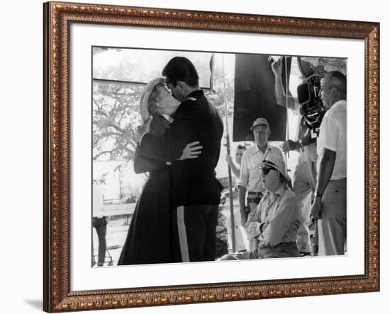 John Ford directs Constance Towers and Jeffrey Hunter-null-Framed Photo