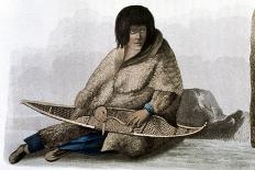 Copper Indian Girl Mending Snow Shoe, 1823-John Franklin-Giclee Print