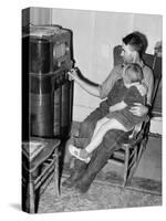 John Frost and Daughter Listening to their Radio, in 1940-null-Stretched Canvas