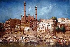 A View of the Ghats with Aurangzeb's Mosque, Benares (Oil on Canvas)-John Gleich-Giclee Print