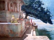 A View of the Ghats with Aurangzeb's Mosque, Benares (Oil on Canvas)-John Gleich-Framed Giclee Print