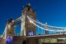 Tower Bridge and light traffic trails, The Shard in the background, London, England, United Kingdom-John Guidi-Photographic Print