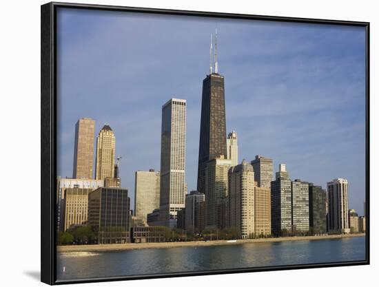 John Hancock Center and Near North Chicago Skyline from Lake Michigan, Chicago, Illinois, USA-Amanda Hall-Framed Photographic Print