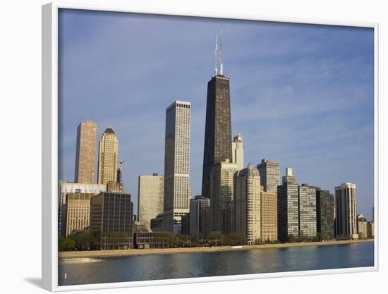 John Hancock Center and Near North Chicago Skyline from Lake Michigan, Chicago, Illinois, USA-Amanda Hall-Framed Photographic Print