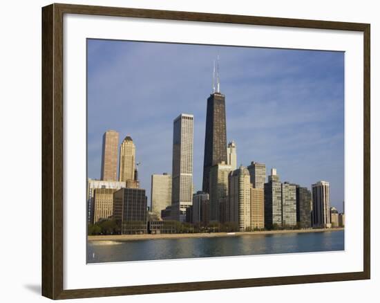 John Hancock Center and Near North Chicago Skyline from Lake Michigan, Chicago, Illinois, USA-Amanda Hall-Framed Photographic Print