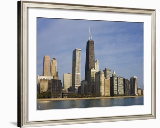 John Hancock Center and Near North Chicago Skyline from Lake Michigan, Chicago, Illinois, USA-Amanda Hall-Framed Photographic Print