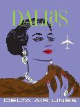 Dallas Texas - Delta Air Lines - Vintage Airline Travel Poster, 1960s-John Hardy-Framed Art Print