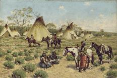 Sioux Encampment, Porcupine, 1910-John Hauser-Framed Stretched Canvas