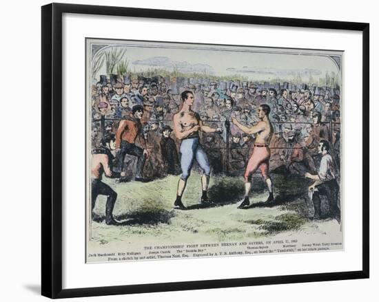 John Heenan V. Tom Sayers, 17th April, 1860-English School-Framed Giclee Print