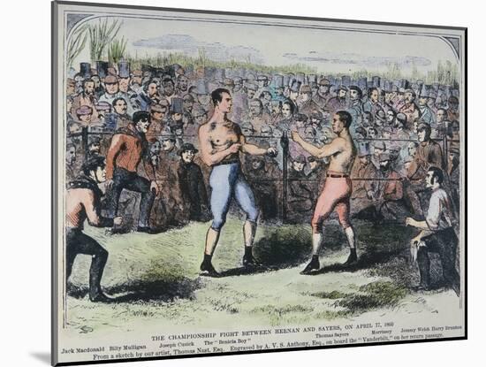 John Heenan V. Tom Sayers, 17th April, 1860-English School-Mounted Giclee Print