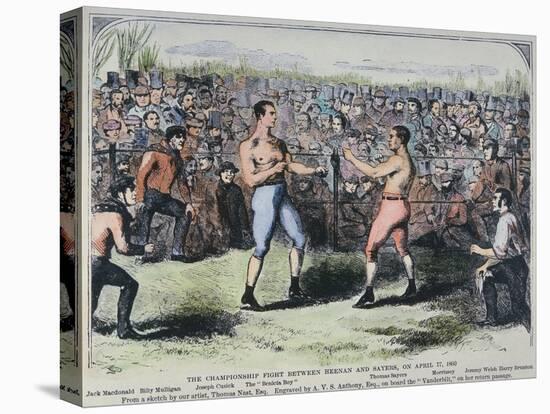 John Heenan V. Tom Sayers, 17th April, 1860-English School-Stretched Canvas