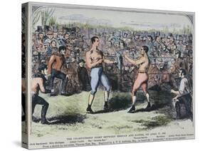 John Heenan V. Tom Sayers, 17th April, 1860-English School-Stretched Canvas