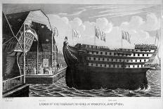 Launch of HMS 'Trafalgar, Woolwich Royal Dockyard, Kent, 1841-John Henry Banks-Framed Stretched Canvas