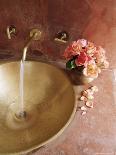 Detail of Brass Hand Beaten Bathroom Sink in Bathroom Area of Residence, Amber, Near Jaipur, India-John Henry Claude Wilson-Photographic Print