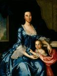 Portrait of Mrs. Matthew Tilghman and Her Daughter, Anna Maria, C.1757 (Oil on Linen)-John Hesselius-Stretched Canvas