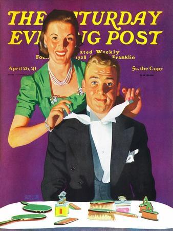 "Tying a Tux Tie," Saturday Evening Post Cover, April 26, 1941