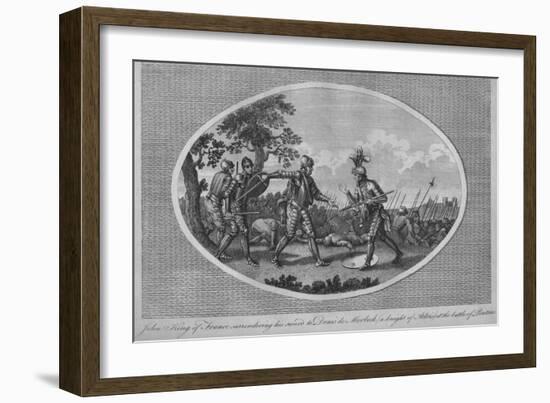 John II of France surrendering his sword to Denis de Morbeck at the Battle of Poitiers, 1356-Unknown-Framed Giclee Print