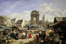 The Market and the Fountain of Innocents, 1822-John James Chalon-Giclee Print
