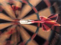 Dart in Bull's Eye on Dart Board-John James Wood-Premium Photographic Print