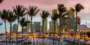 Florida, Miami Skyline at Sunset-John Kellerman-Stretched Canvas