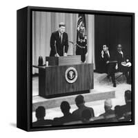 John Kennedy's First Press Conference as President-null-Framed Stretched Canvas