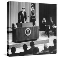 John Kennedy's First Press Conference as President-null-Stretched Canvas