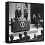 John Kennedy's First Press Conference as President-null-Framed Stretched Canvas