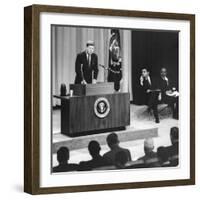 John Kennedy's First Press Conference as President-null-Framed Premium Photographic Print