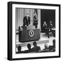 John Kennedy's First Press Conference as President-null-Framed Premium Photographic Print