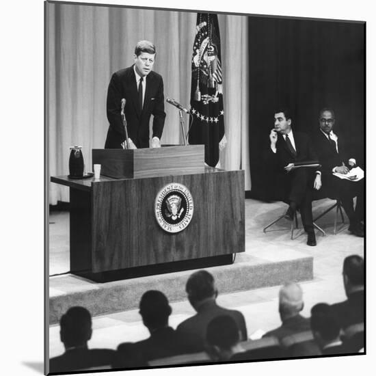John Kennedy's First Press Conference as President-null-Mounted Premium Photographic Print