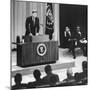 John Kennedy's First Press Conference as President-null-Mounted Photo