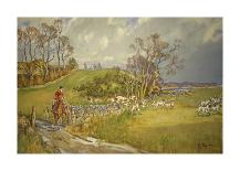 Hunting below the ruins at Knepp (Sussex) Castle-John King-Premium Giclee Print