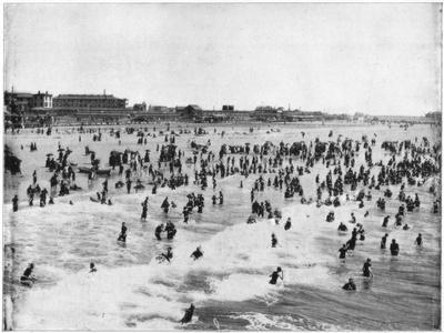 8x10 Print Beach goers Hands up Atlantic City NJ  1910  #4a23896a 