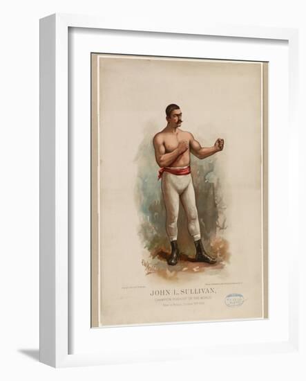 John L. Sullivan, Champion Pugilist of the World, C. 1883 (Chromolithograph)-Edward Windsor Kemble-Framed Giclee Print