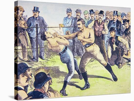 John L. Sullivan V. Charlie Mitchell on 10th March, 1888 at Chantilly, France-null-Stretched Canvas