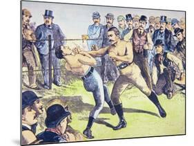 John L. Sullivan V. Charlie Mitchell on 10th March, 1888 at Chantilly, France-null-Mounted Giclee Print