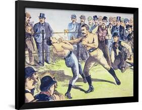 John L. Sullivan V. Charlie Mitchell on 10th March, 1888 at Chantilly, France-null-Framed Giclee Print