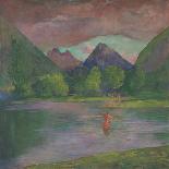 Afterglow, Tautira River, Tahiti, Fisherman Spearing a Fish, c.1895-John La Farge-Framed Giclee Print